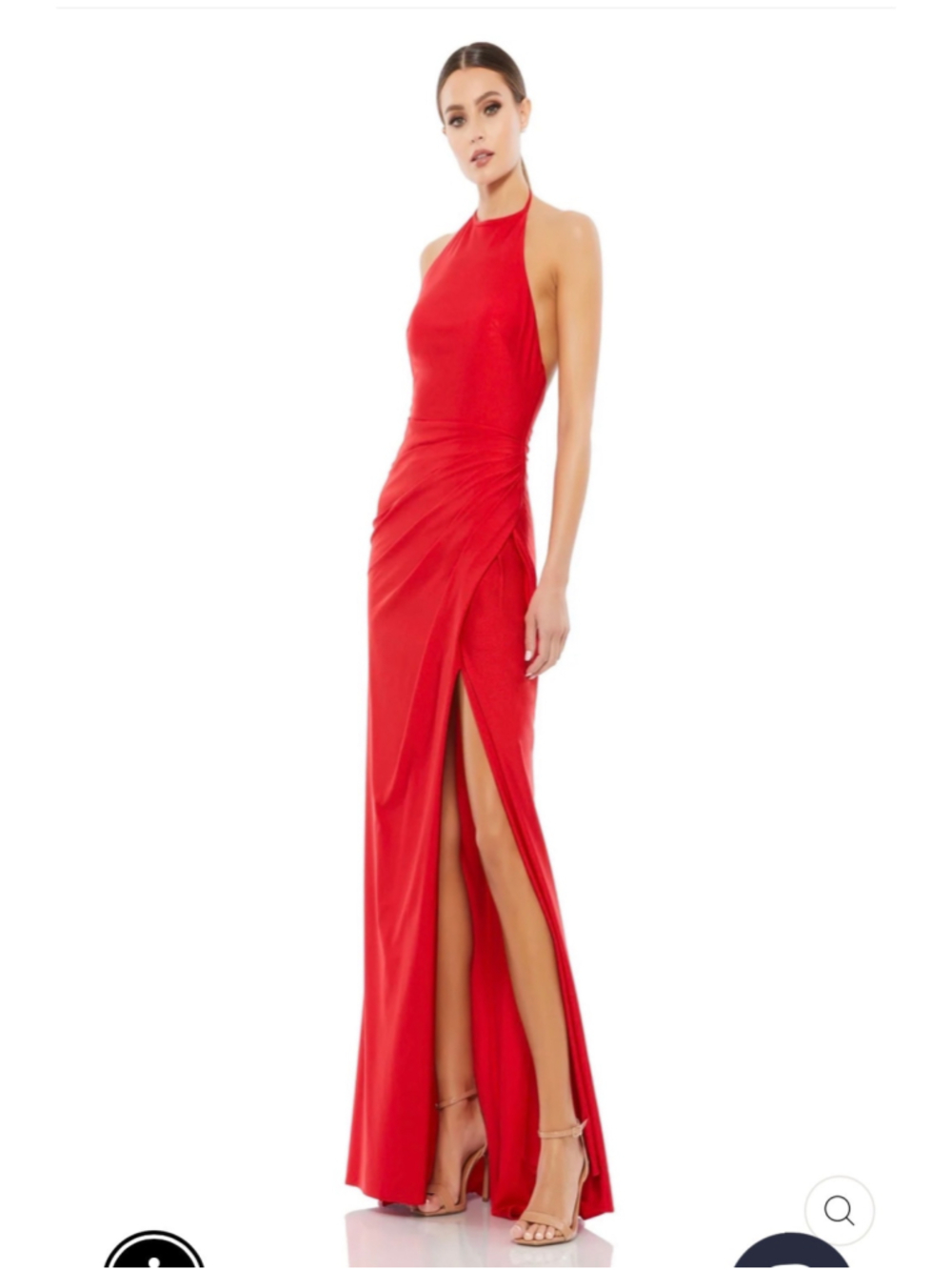 Women's Ieena for Mac Duggal Red Backless Halter Gown Size 12